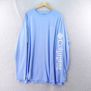 Columbia PFG Long‎ Sleeve Mens XL Performance Blue Fishing Shirt Stretch Camp